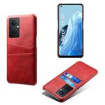 For OPPO Reno8 Lite Calf Texture Card Slots PC+PU Leather Phone Case(Red)