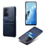 For OPPO Reno8 Lite Calf Texture Card Slots PC+PU Leather Phone Case(Blue)