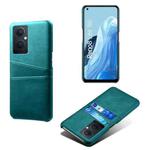 For OPPO Reno8 Lite Calf Texture Card Slots PC+PU Leather Phone Case(Green)