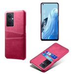 For OPPO Reno8 Lite Calf Texture Card Slots PC+PU Leather Phone Case(Rose Red)