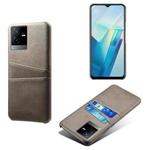For vivo T2x Calf Texture Card Slots PC+PU Leather Phone Case(Grey)