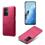 For OPPO Reno8 Lite Calf Texture PC + PU Phone Case(Rose Red)