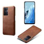 For OPPO Reno8 Lite Calf Texture PC + PU Phone Case(Brown)