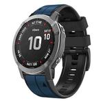 For Garmin Fenix 7 Vertical Stripes Two-color Silicone Watch Band(Dark Blue Black)