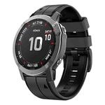 For Garmin Fenix 7 Vertical Stripes Two-color Silicone Watch Band(Carbon Gray Black)