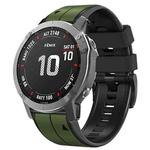 For Garmin Fenix 7X Vertical Stripes Two-color Silicone Watch Band(Army Green Black)