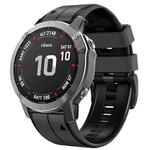 For Garmin Fenix 7X Vertical Stripes Two-color Silicone Watch Band(Carbon Gray Black)