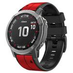 For Garmin Fenix 7X Vertical Stripes Two-color Silicone Watch Band(Red Black)