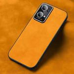 For OPPO Reno7 Pro Frosted Skin Feel Phone Case(Light Red Orange)