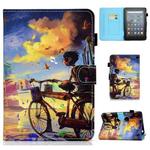 For Amazon Kindle Fire 7 2022 Colored Drawing Stitching Leather Tablet Case, with Holder & Card Slots(Bike Boy)