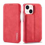 For iPhone 14 LC.IMEEKE Hon Ancient Series Flip Leather Phone Case (Red)