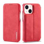 For iPhone 14 Plus LC.IMEEKE Hon Ancient Series Flip Leather Phone Case (Red)
