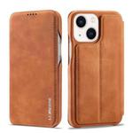 For iPhone 14 Plus LC.IMEEKE Hon Ancient Series Flip Leather Phone Case (Brown)