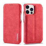 For iPhone 14 Pro LC.IMEEKE Hon Ancient Series Flip Leather Phone Case(Red)