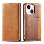 For iPhone 14 LC.IMEEKE LC-001 Color Matching Frosted Leather Phone Case (Brown)