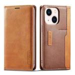 For iPhone 14 Plus LC.IMEEKE LC-001 Color Matching Frosted Leather Phone Case (Brown)