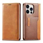 For iPhone 14 Pro Max LC.IMEEKE LC-001 Color Matching Frosted Leather Phone Case (Brown)