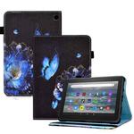 For Amazon Kindle Fire 7 2022 Colored Drawing Elastic Band Smart Leather Tablet Case(Flower)