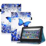 For Amazon Kindle Fire 7 2022 Colored Drawing Elastic Band Smart Leather Tablet Case(Butterfly)