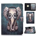 For Amazon Kindle Fire 7 2022 Electric Horizontal Flat Painted Leather Tablet Case(Elephant)