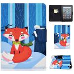 For Amazon Kindle Fire 7 2022 Electric Horizontal Flat Painted Leather Tablet Case(Red Fox)