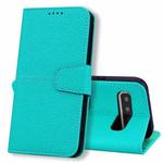 For Samsung Galaxy S10+ Litchi RFID Leather Phone Case(Malachite Blue)