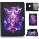 For Amazon Kindle Fire 7 2022 Electric Horizontal Flat Painted Leather Tablet Case(Owl)