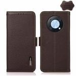 For Huawei nova Y90 / Enjoy 50 Pro KHAZNEH Litchi Texture RFID Genuine Leather Phone Case(Brown)