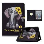 For Amazon Kindle Fire 7 2022 Electric Pressed Smart Leather Tablet Case(Chrysanthemum Elephant)