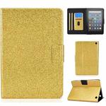 For Amazon Kindle Fire 7 2022 Varnish Glitter Powder Smart Leather Tablet Case(Yellow)
