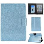 For Amazon Kindle Fire 7 2022 Varnish Glitter Powder Smart Leather Tablet Case(Blue)