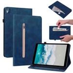 For Nokia T10 Skin Feel Solid Color Zipper Leather Tablet Case(Blue)