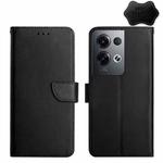 For OPPO Reno8 Pro+ / Reno8 Pro HT02 Genuine Leather Fingerprint-proof Flip Phone Case(Black)