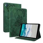 For Nokia T10 Butterfly Flower Embossed Leather Tablet Case(Green)