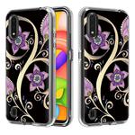 For Galaxy A01 2 In 1 PC + TPU Card Pattern Transparent Protective Case(Peacock Flower)
