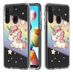 For Galaxy A21 2 In 1 PC + TPU Card Pattern Transparent Protective Case(Rainbow Horse)