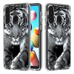 For Galaxy A21 2 In 1 PC + TPU Card Pattern Transparent Protective Case(Black and White Tiger)