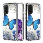 For Galaxy S20 2 In 1 PC + TPU Card Pattern Transparent Protective Case(Blue Butterfly)