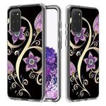 For Galaxy S20+ 2 In 1 PC + TPU Card Pattern Transparent Protective Case(Peacock Flower)