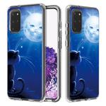 For Galaxy S20+ 2 In 1 PC + TPU Card Pattern Transparent Protective Case(Cat and Sun)