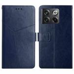 For OnePlus 10T / Ace Pro HT01 Y-shaped Pattern Flip Leather Phone Case(Blue)