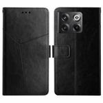 For OnePlus 10T / Ace Pro HT01 Y-shaped Pattern Flip Leather Phone Case(Black)