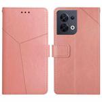 For OPPO Reno8 5G HT01 Y-shaped Pattern Flip Leather Phone Case(Pink)