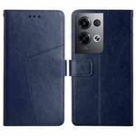 For OPPO Reno8 Pro+ / Reno8 Pro HT01 Y-shaped Pattern Flip Leather Phone Case(Blue)