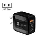 25W PD Type-C + QC3.0 USB Ports Travel Charger, Plug Type:US Plug(Black)