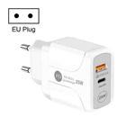 25W PD Type-C + QC3.0 USB Ports Travel Charger, Plug Type:EU Plug(White)