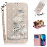 For iPhone 14 3D Colored Horizontal Flip Leather Phone Case (Squirrels)