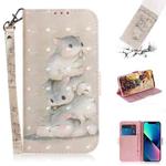 For iPhone 14 Plus 3D Colored Horizontal Flip Leather Phone Case (Squirrels)