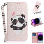 For iPhone 14 Pro Max 3D Colored Horizontal Flip Leather Phone Case (Heart Panda)