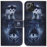 For Infinix Hot 11 2022 Coloured Drawing Leather Phone Case(Wolf and Dog)